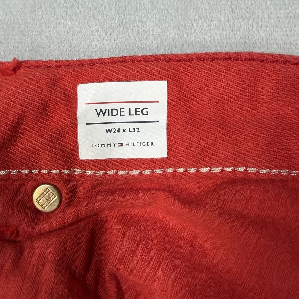 Tommy Hilfiger Jeans Women's Size 24X32 Actual 24X24.5  Red High-Rise Wide-Leg
